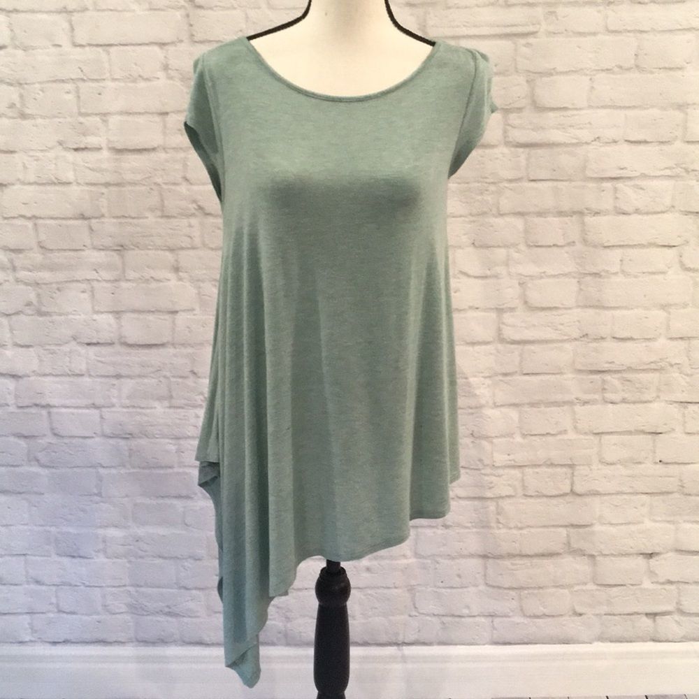 Anthropologie, Bordeaux Asymmetrical Tee in Tiffany Blue - XS; will fit S-M - Picture 2 of 8